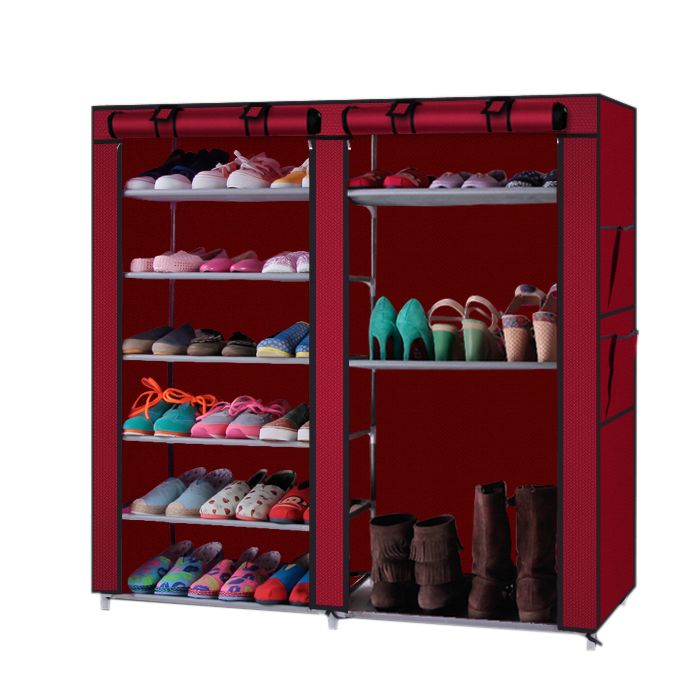 6-Row 2-Line 12 Lattices Non-woven Fabric Shoe Rack Coffee