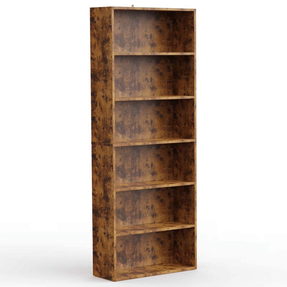 6-Shelf Bookcase, Floor Standing Storage Shelves, Rustic Brown(Shipment from Walmart)