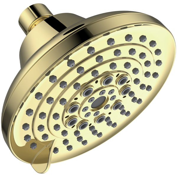 6 Spray Settings High Pressure Shower Head 5" Rain Fixed Showerhead - Gold Adjustable Shower Head with Anti-Clogging Nozzles; Low Flow Easily Installation