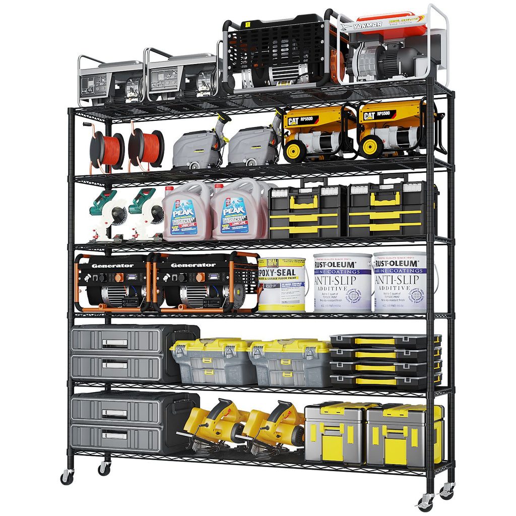 6-tier disassembly and assembly with adjustable spacing. With adjustable feet and wheels. Iron display stand, 150*45*213cm, powder-coated black.
