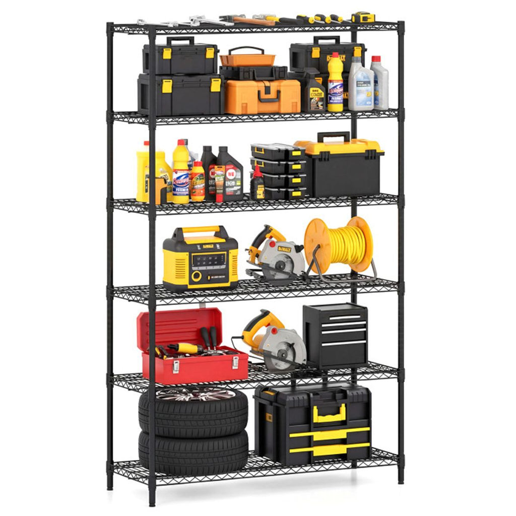 6-Tier Heavy-Duty Metal Storage Shelving, 4800 LBS Total Capacity Adjustable Utility Rack
