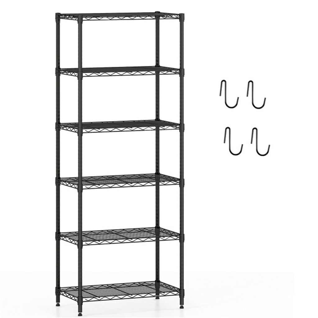 6-Tier Heavy-Duty Metal Wire Shelving, 900LBS Total Capacity Storage Rack with Adjustable Shelves, Black