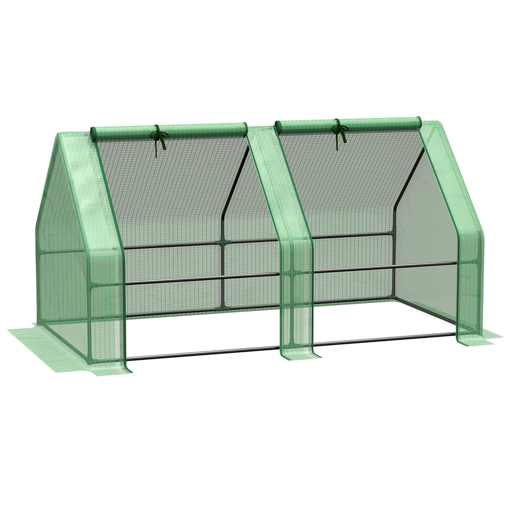 6' x 3' x 3' Portable Mini Greenhouse, Small Greenhouse with Large Zipper Doors and Water/UV PE Cover, Green