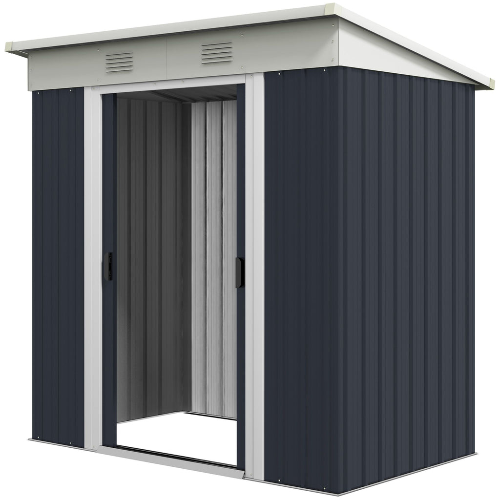 6' x 4' Backyard Garden Tool Storage Shed with Dual Locking Doors, 2 Air Vents & Steel Frame for Garden Lawn Backyard, Black