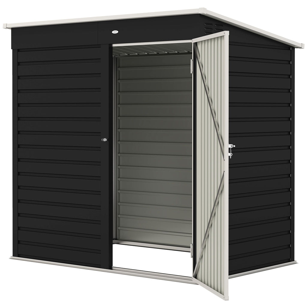6' x 4' Outdoor Garden Shed, Metal Utility Shed with Lockable Door and Gloves for Backyard Garden Patio, Dark Gray
