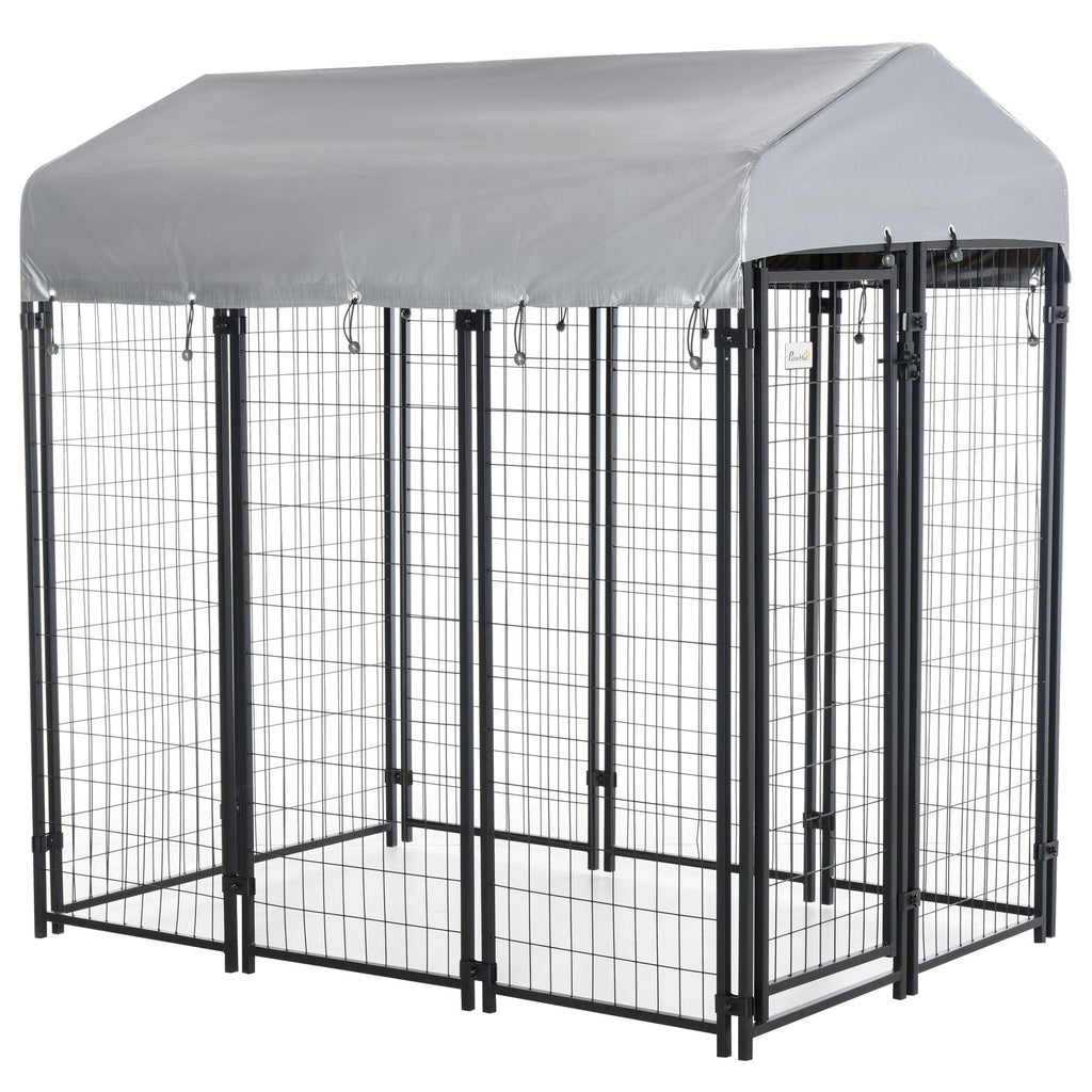 6' x 4' x 6' Large Dog Kennel Outdoor, Heavy Duty Dog Kennel with UV-Resistant Oxford Cloth Roof & Secure Lock, Black