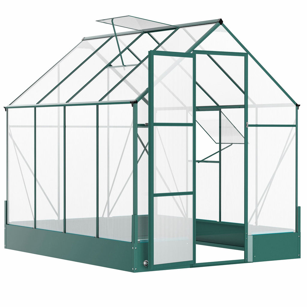 6' x 8' x 7' Walk-in Polycarbonate Greenhouse, Hobby Greenhouse for Backyard/Outdoor with Temperature Controlled Window