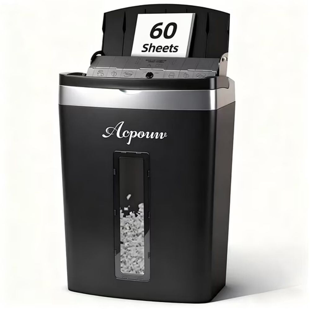 60 Paper Shredder, 60-Sheets Auto Feed Micro-Cut Paper Shredder, 6-Sheet Home Office Heavy Duty Shredders with 5.3 gal Pullout Bin