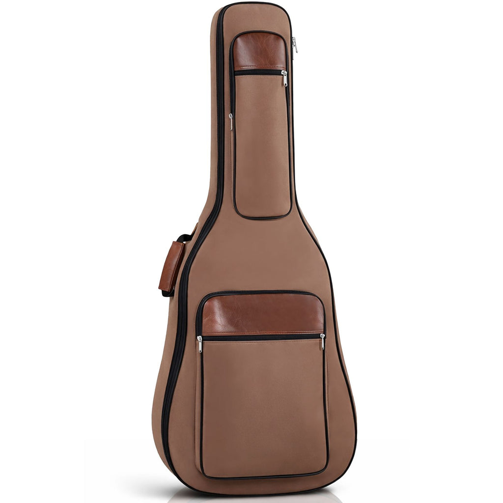 600D Extra-Thick Oxford Cloth Acoustic Guitar Bag with 10mm Sponge Padding Brown (Fits 41/40-inch Guitars)