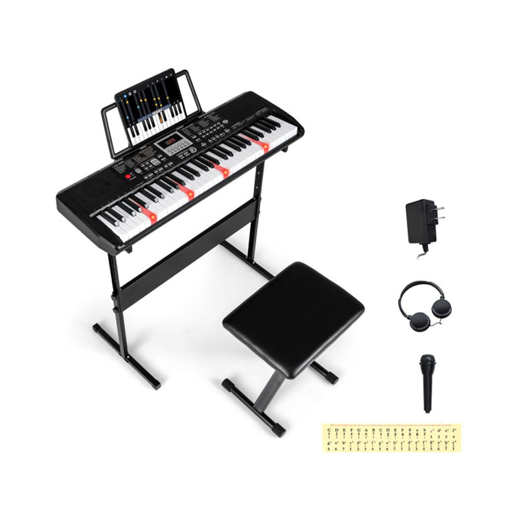 61 Key Beginner Piano Keyboard Electric Keyboard Kit with Adjustable Stand and Stool