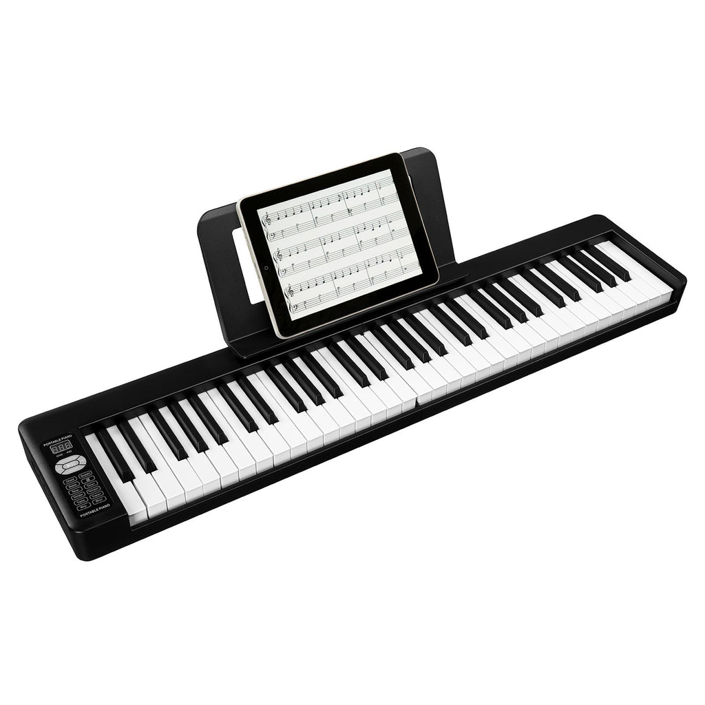 61 Key Semi-weighited Keys Foldable Electic Digital Piano Support USB/MIDI with Bluetooth, Built-in Double Speakers, Sustain Pedal for Beginner, Kids, Adult