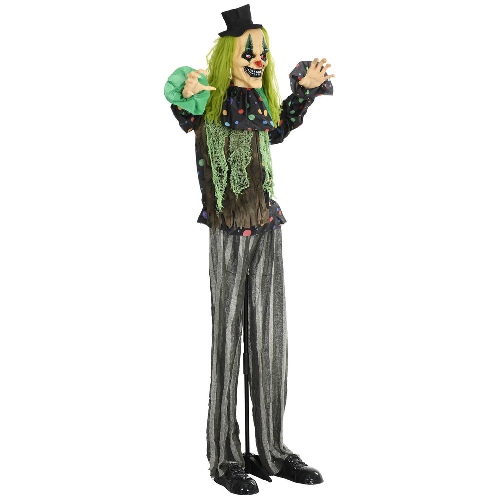 6.1' Life Size Circus Clown Outdoor Halloween Decoration, Sound and Motion Activated w/ Light Up Eyes for Party