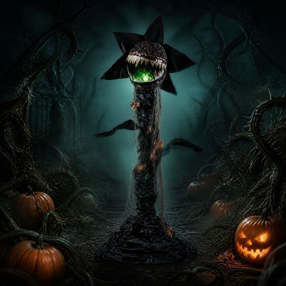 6.2 ft Animated Halloween Man-Eater Plant with Color-changing LEDs