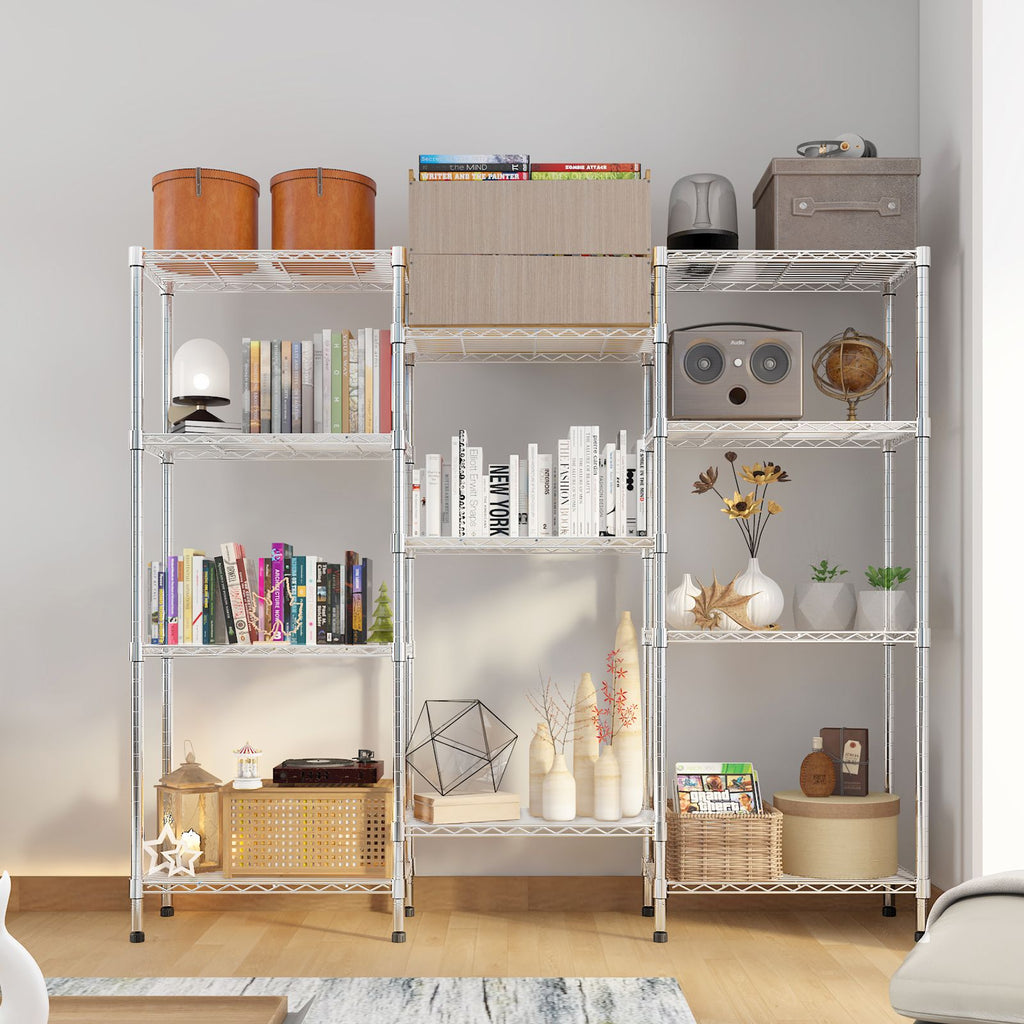 62.9''W Adjustable Storage Shelves NSF Wire Shelving Unit Multiple rows Shelving for Storage Rack Shelves for Storage Heavy Duty Garage Shelf Pantry Shelves Kitchen Shelving, 62.9''W*59.06''H*13