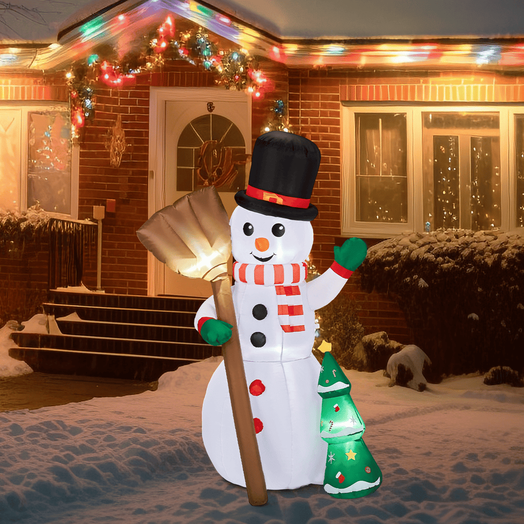 6.2FT Lighted Christmas Inflatable Decoration, Inflatable Snowman Holding Groom, Funny Blow Up Yard Decorations with Built-in LED Lights for Holiday Party Front Yard Lawn Garden Decor