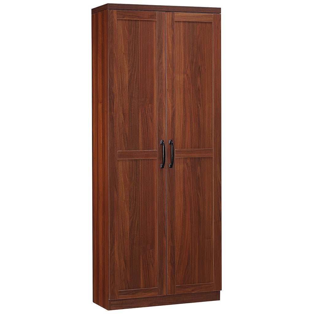 63" 2-Door Kitchen Pantry Storage Cabinet with 5-Tier Shelving and 2 Adjustable Shelves for Dining Room, Brown