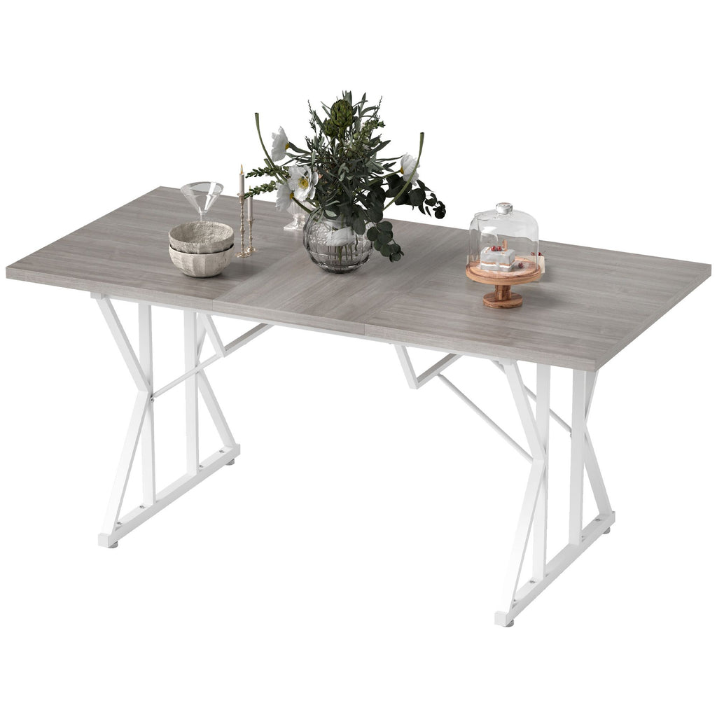 63"-47" Extendable Table for 4-6, Heavy Duty Extendable Dining Table, Farmhouse Style, for Kitchen or Living room, Gray