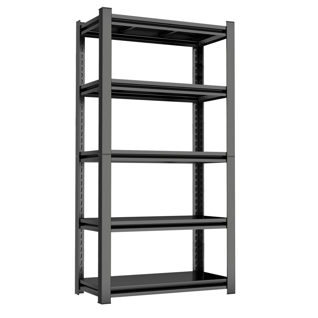 63" H Adjustable Storage Rack, Adjustable Shelves, 2000LBS Five-Tier Shelving Unit, Scratch-Resistant And Wear-Resistant Panels, Black, Requires Assembly