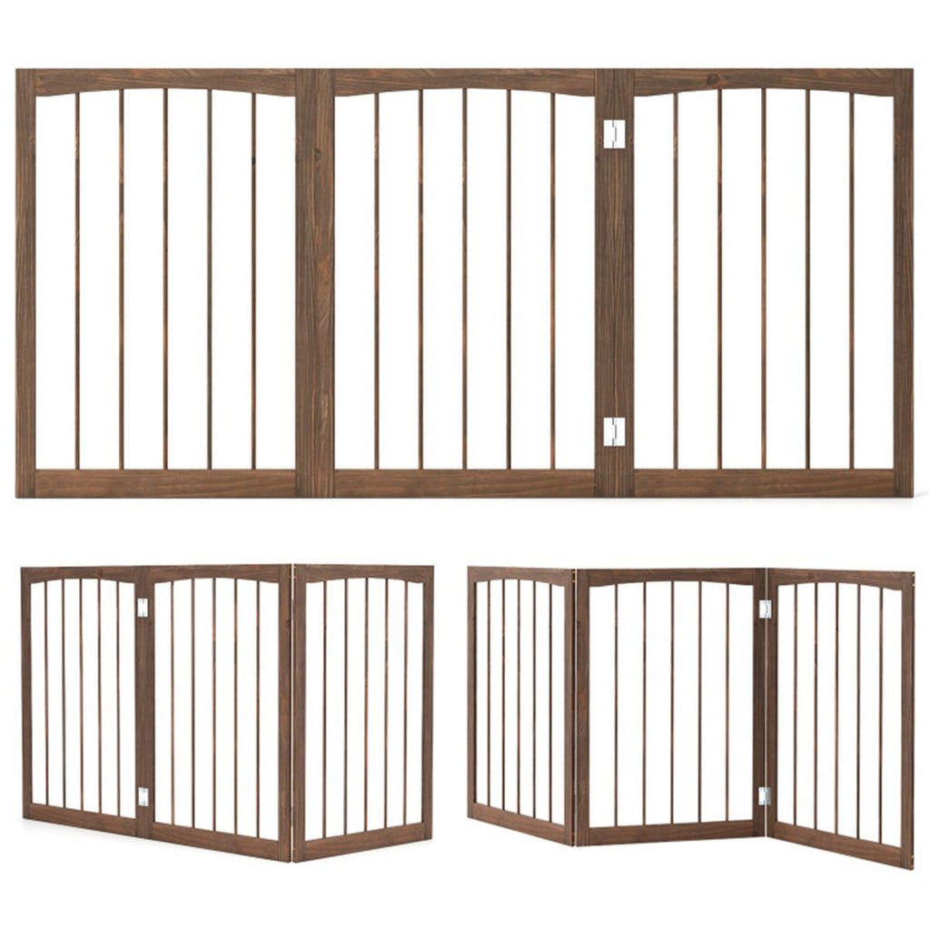 63" x 30" Brown Wooden Pet Fence