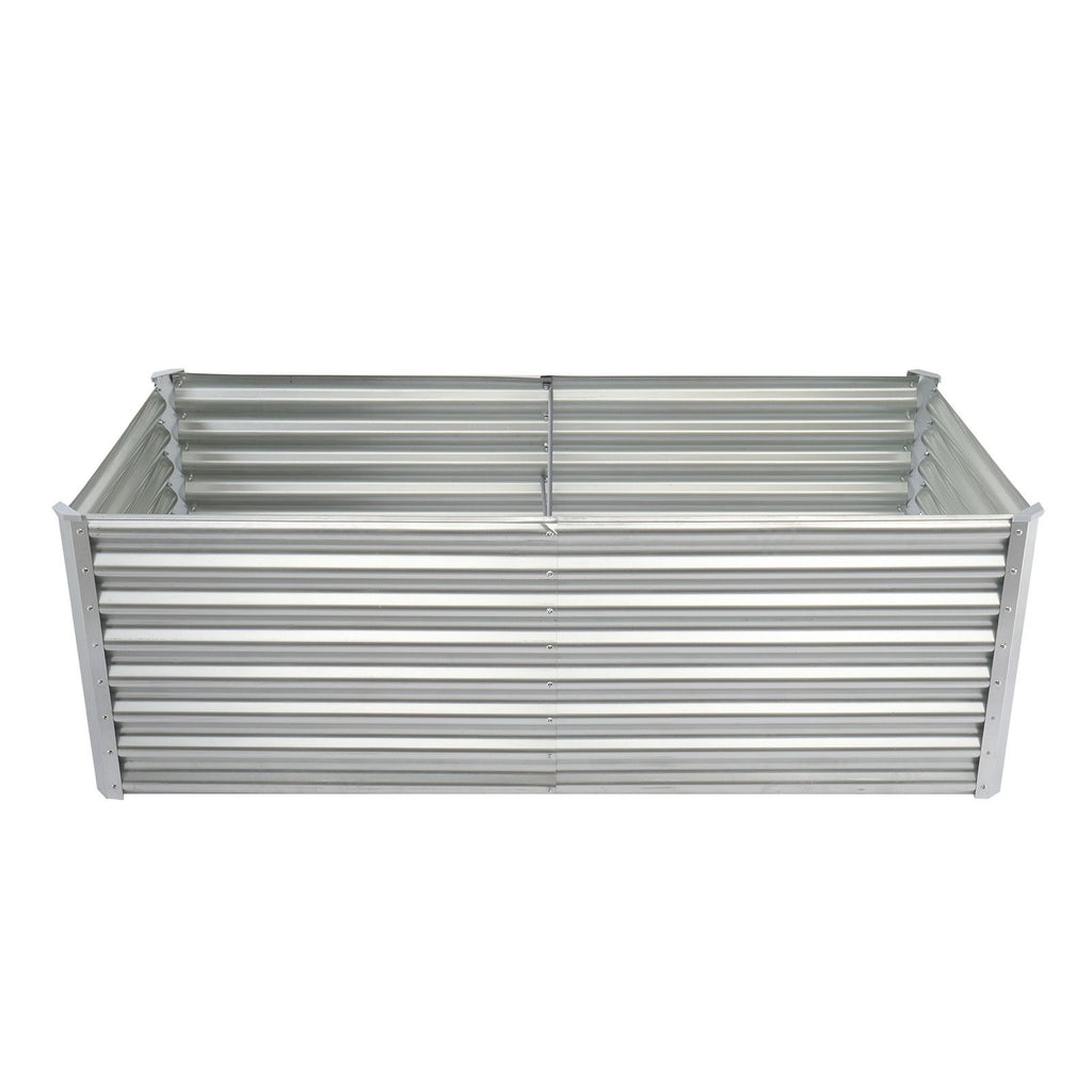 6×3×2ft Galvanized Raised Garden Bed, Metal Outdoor Planter Box, Rectangular Garden Bed for Planting Vegetables Fruits Flowers, Silver