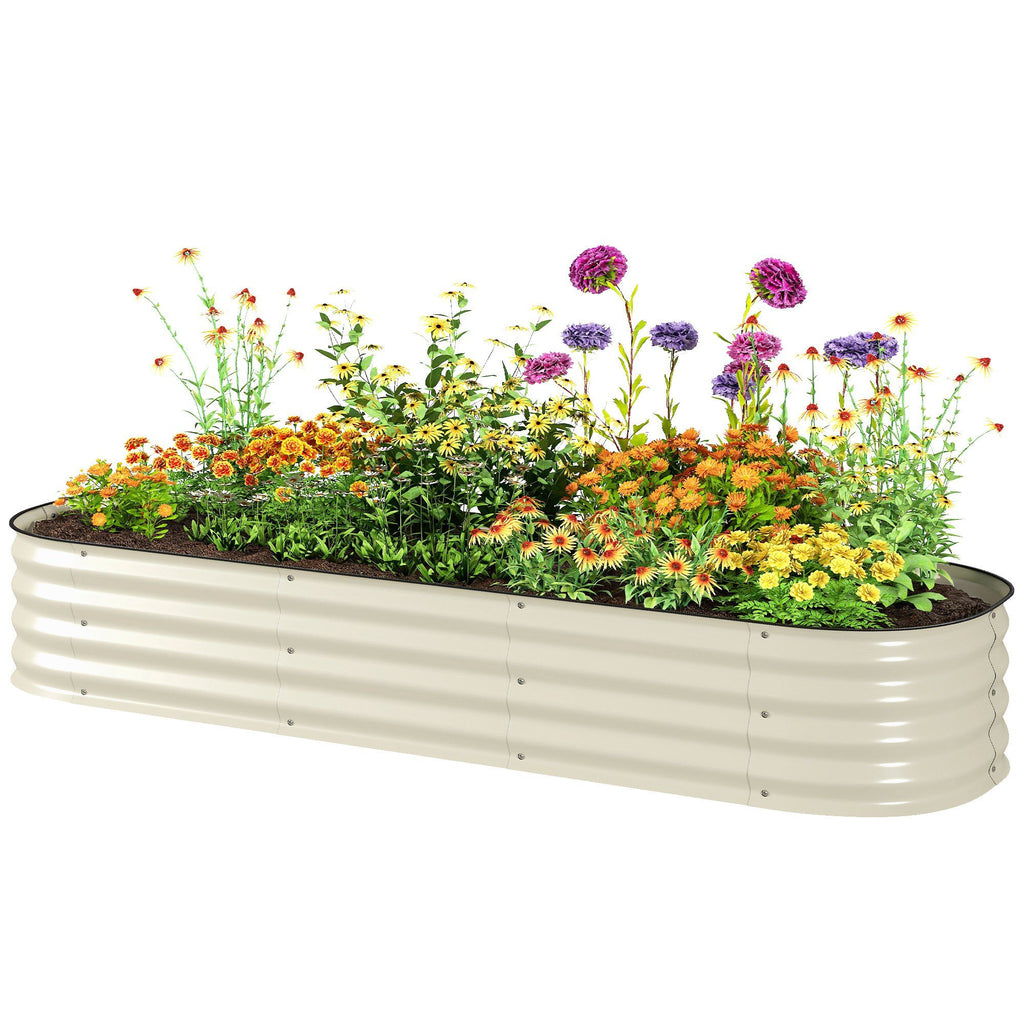 6.4' x 2' x 1' Galvanized Raised Garden Bed Kit, Metal Planter Box with Safety Edging, Cream