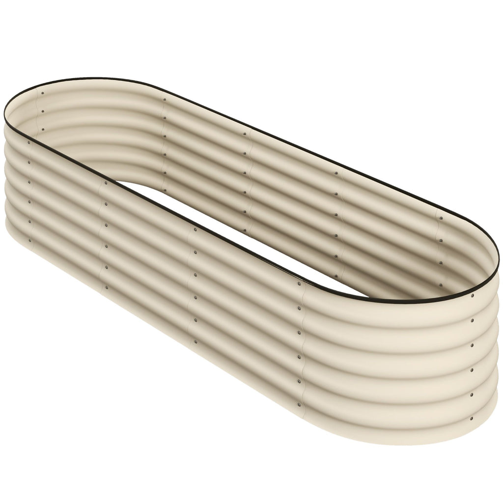 6.4' x 2' x 1.4' Galvanized Raised Garden Bed Kit, Metal Planter Box with Safety Edging, Cream