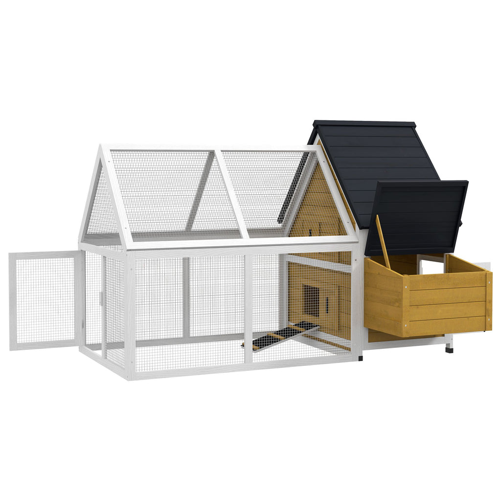 65 Chicken Coop Wooden House Rabbit Hutch Poultry Cage Hen Pen Nesting Box Ramp Run Backyard Yellow