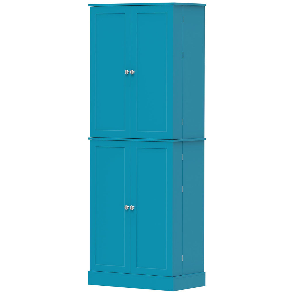 65" Kitchen Cabinet, Kitchen Pantry Cabinet with 4 Doors and 16 Door Shelves for Dining Room, Blue