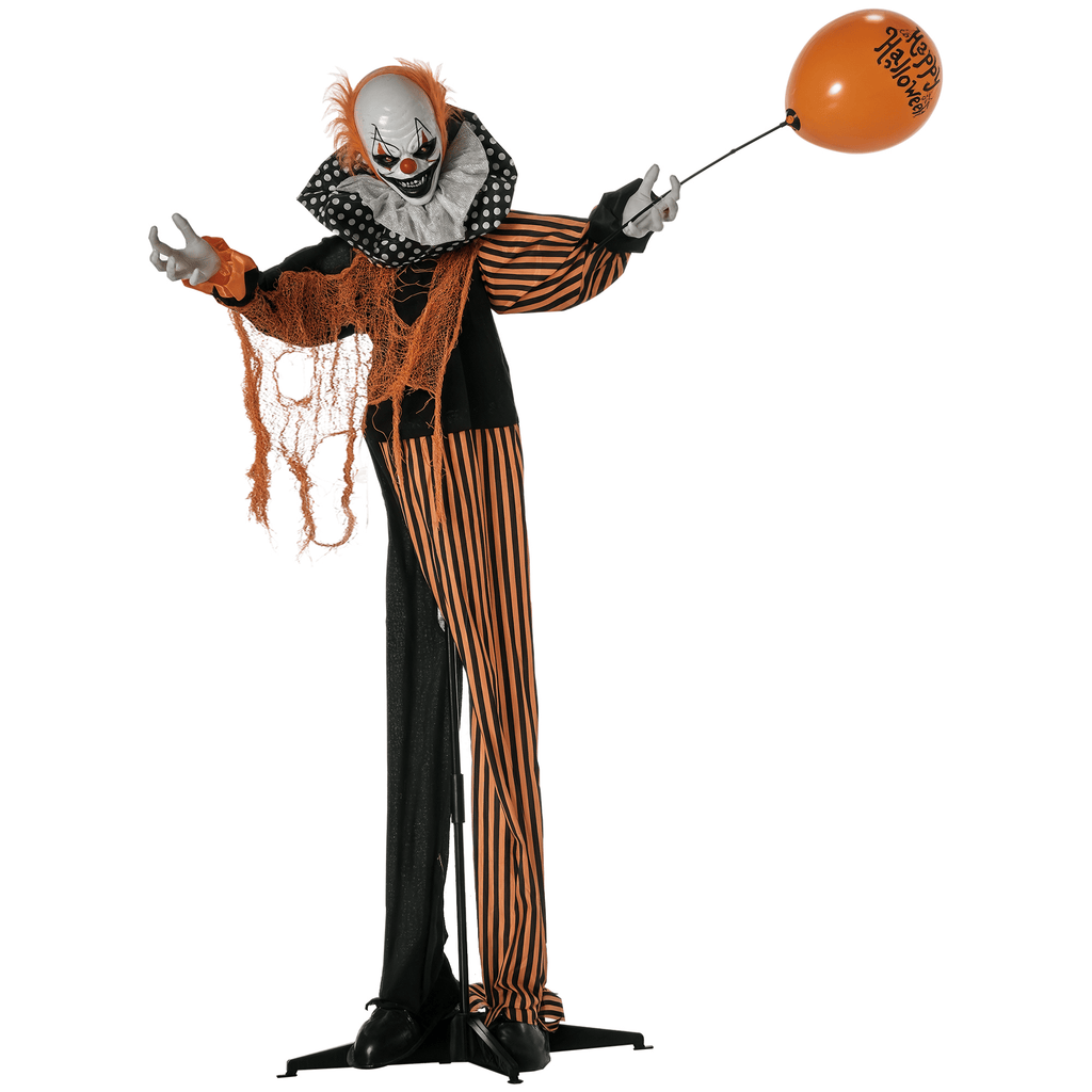 65" Life Size Outdoor Halloween Decorations Talking Circus Clown with A Balloon, Animated Prop with Sound and Motion Activated, Light Up Eyes, Laughter
