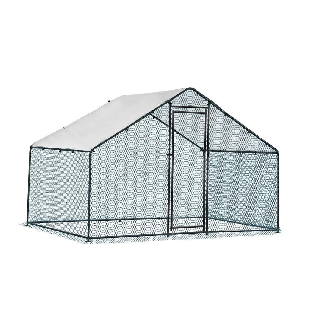 6.5 x 10 ft Large Metal Chicken Coop, Walk-in Poultry Cage Chicken Hen Run House with Waterproof Cover, Rabbits Cats Dogs Farm Pen for Outdoor Backyard Farm Garden