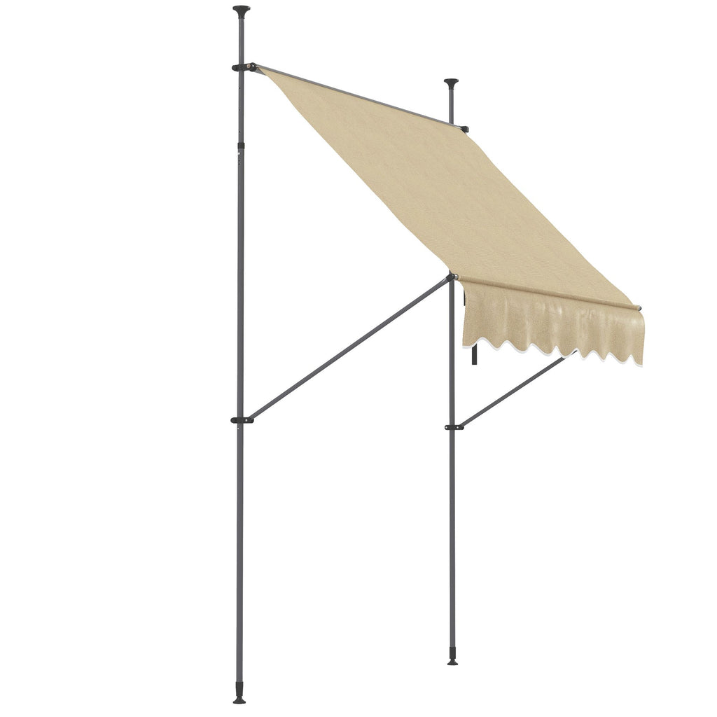 6.5 x 4 Freestanding Patio Awning Manual Retractable UV Protection Beige
