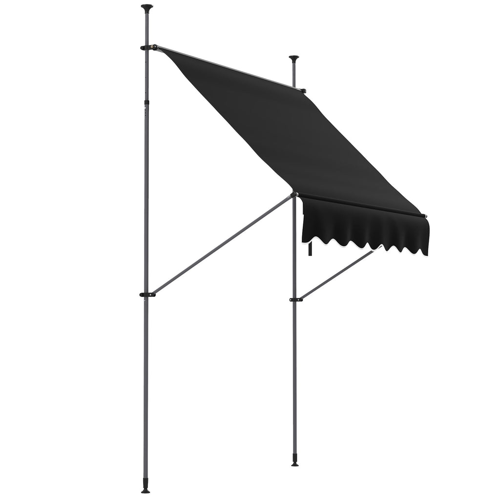 65 x 4 Manual Retractable Awning Non-Screw Installation Freestanding UV Protection for Window or Door Sleek Black