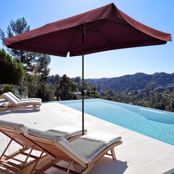 6.5x10 ft Rectangular Patio Umbrellas Outdoor Market Umbrella with Push Button Tilt and Crank, Table Umbrella Sturdy Ribs UV Protection Waterproof for Pool Garden Backyard Deck(no shipping on weekends
