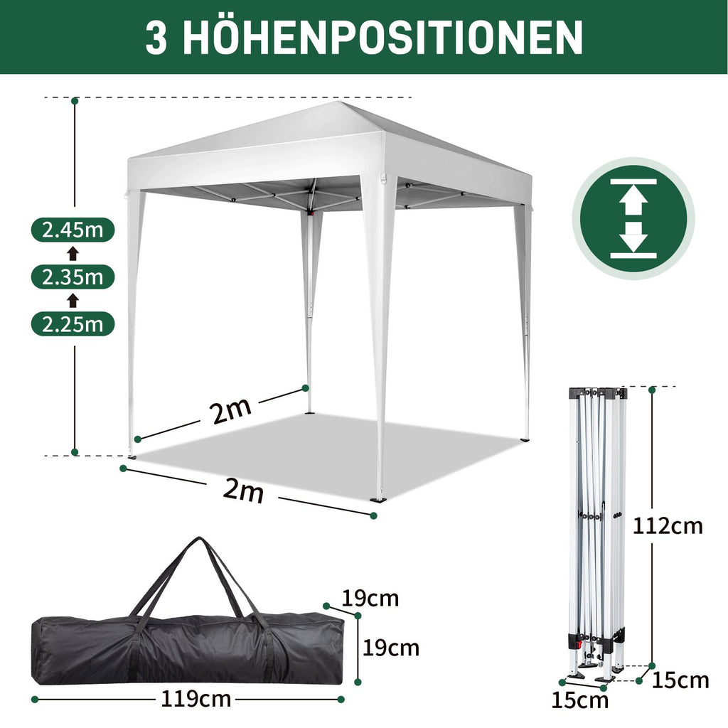6.5x6.5ft Pop Up Canopy Tent, Outdoor Tent Canopy Foldable Portable Canopies for Camping, Patio, Easy Up Gazebo Canopy with Carry Bag, White