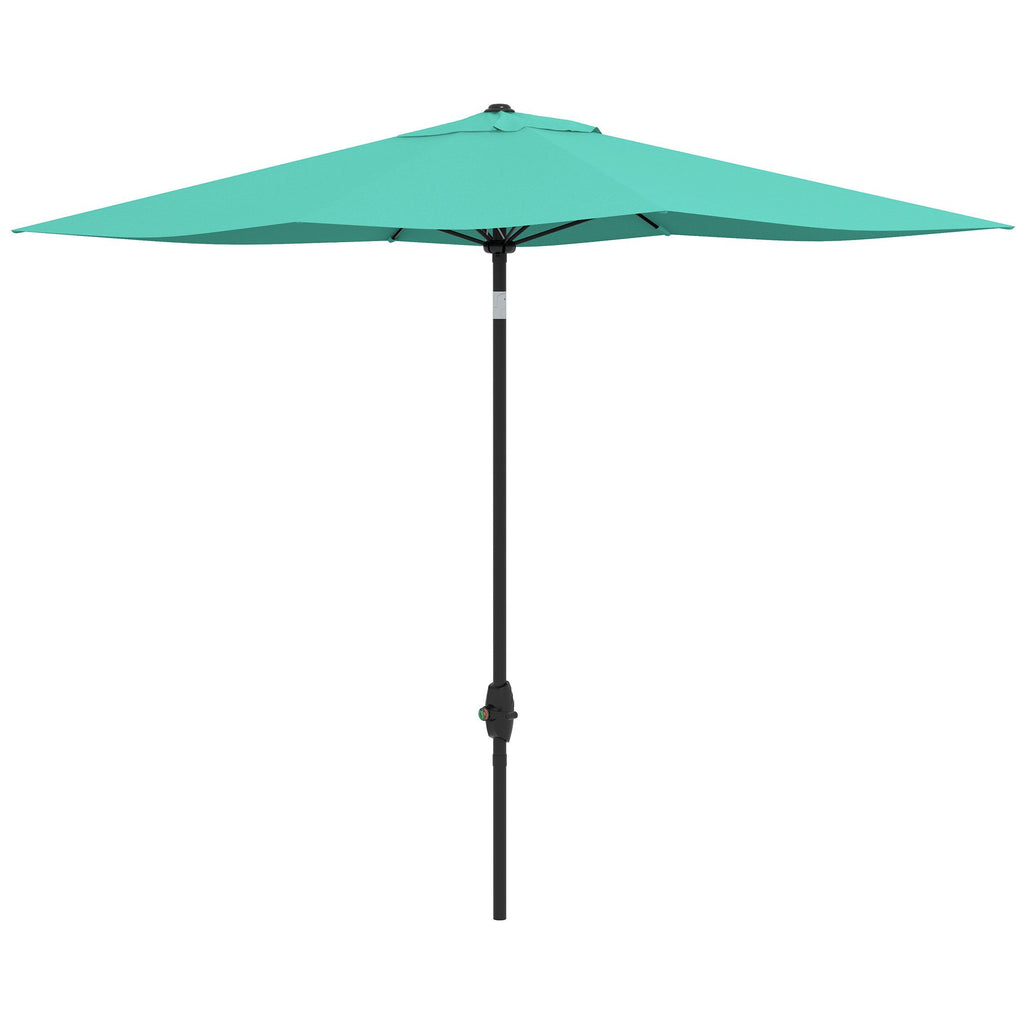 6.6 X 10 ft Rectangular Patio Umbrella Outdoor Table Market Umbrella with Crank & Push Button Tilt for Garden, Lawn, Deck & Backyard, Teal