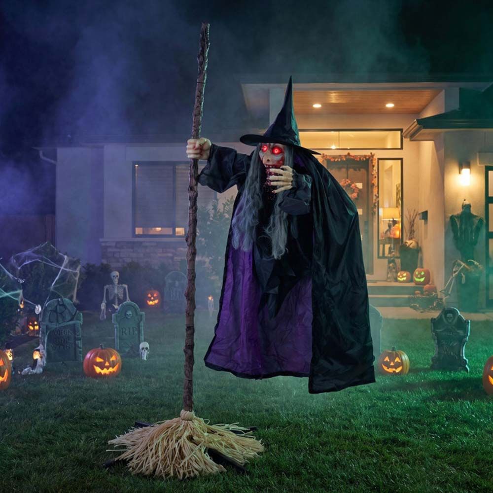 6.6FT Halloween Animated Flying Witch on Broom