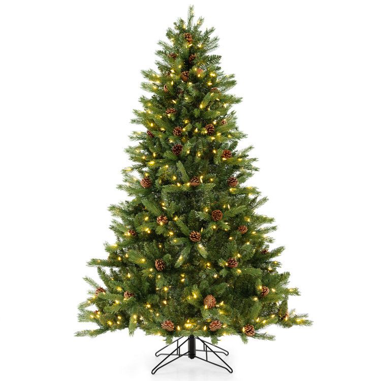 6/7 FT Artificial Christmas Tree with Pine Cones and Adjustable Brightness 1 Reviews