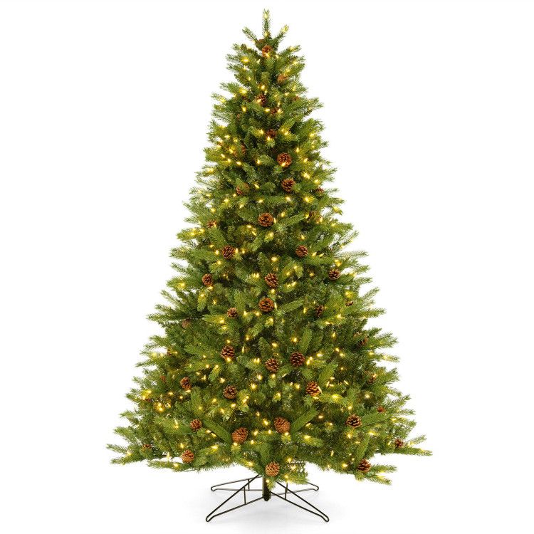 6/7 FT Artificial Christmas Tree with Pine Cones and Adjustable Brightness 1 Reviews