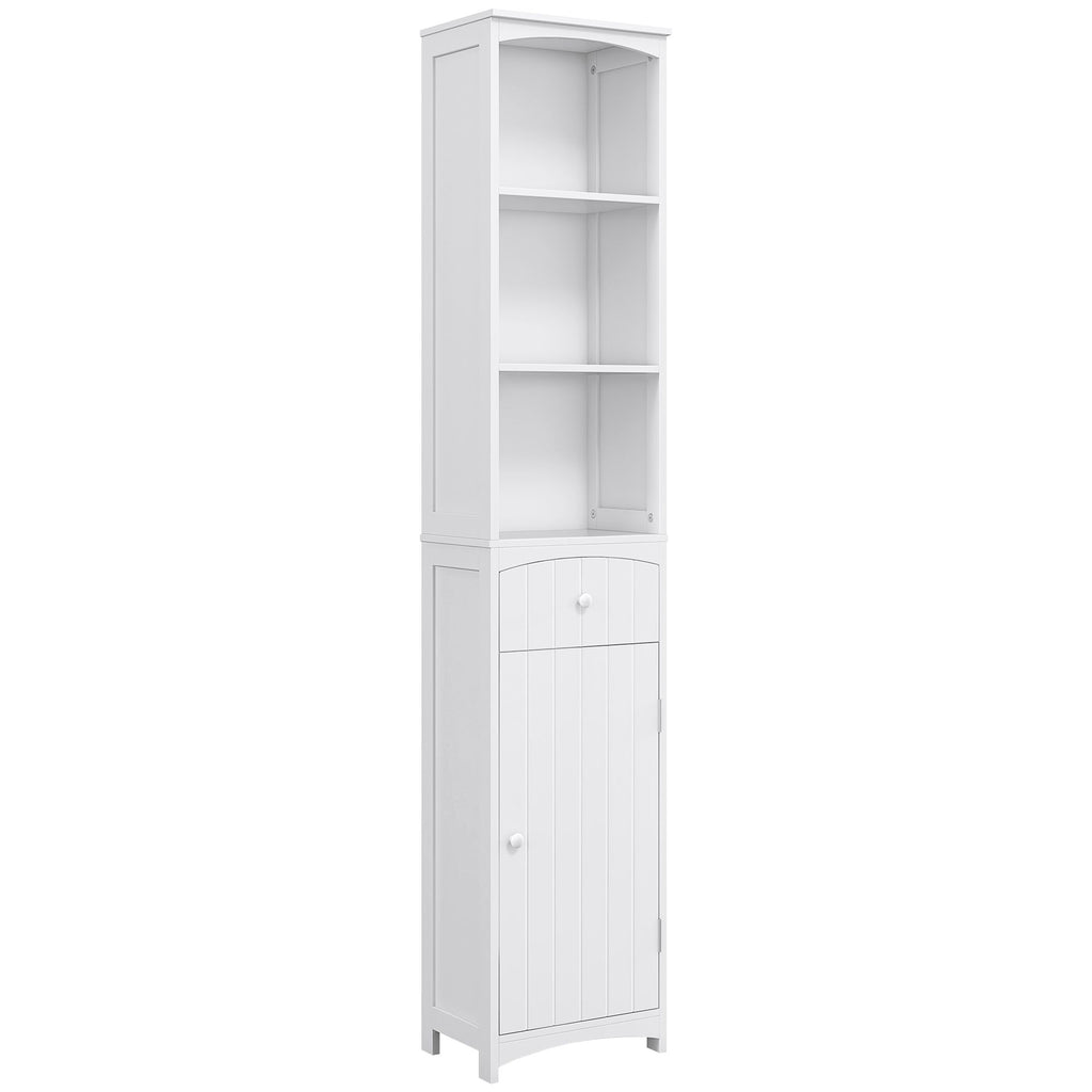 67 Inch Bathroom Storage Cabinet Free Standing Tall Linen Tower 3-Tier Shelves Drawer White