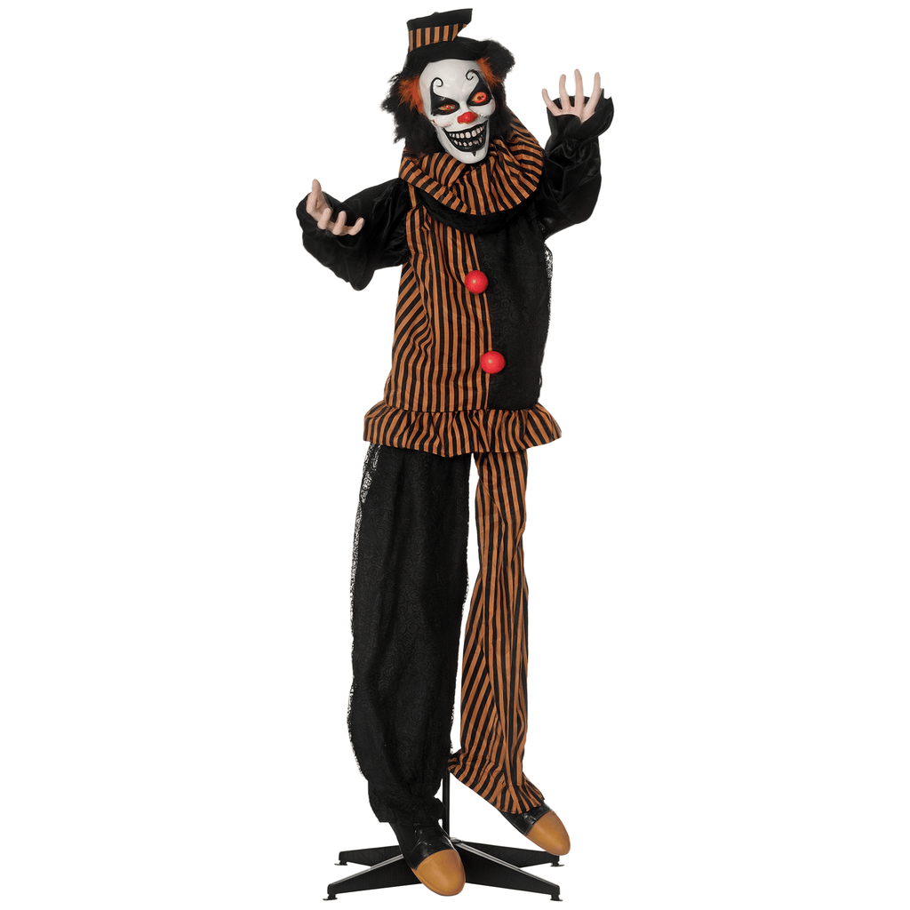 67" Life Size Outdoor Halloween Decorations Talking Circus Clown, Animatronic Animated Prop, Decor with Sound and Motion Activated Light Up Eyes, Laughter