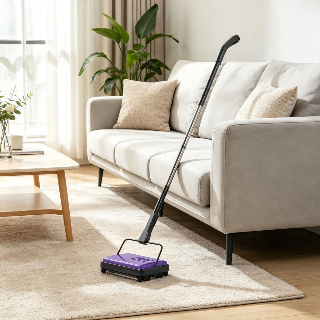 6.7" Manual Carpet Sweeper, Floor Sweeper with 300 ml Dustbin for Pet Hair & Home Office