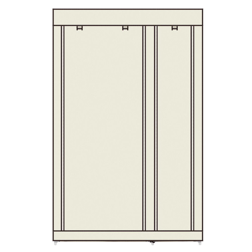 67" Portable Clothes Closet Wardrobe with Non-woven Fabric and Hanging Rod Quick and Easy to Assemble Beige
