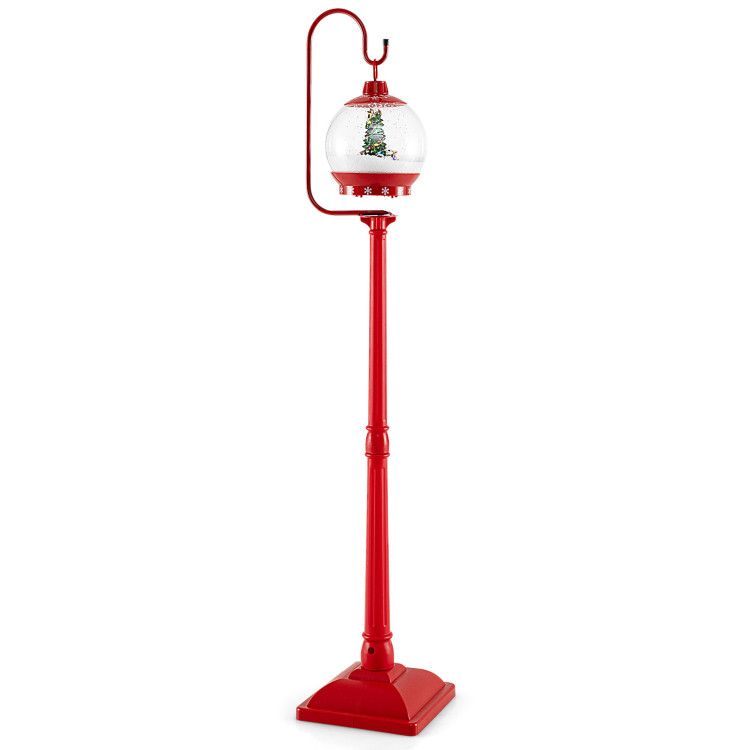 68 Inch Festive Musical Christmas Street Lamp Post with Snow Globe Lantern