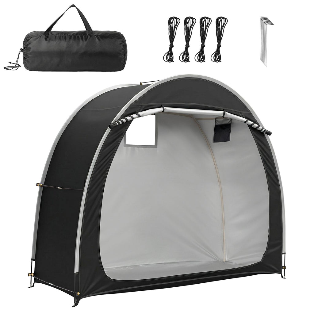 6.8x2.6FT Black Arc Bicycle Storage Shed, 210D PU Silver Coated Oxford Cloth Bike Cover with Storage Bag & Carry Bag