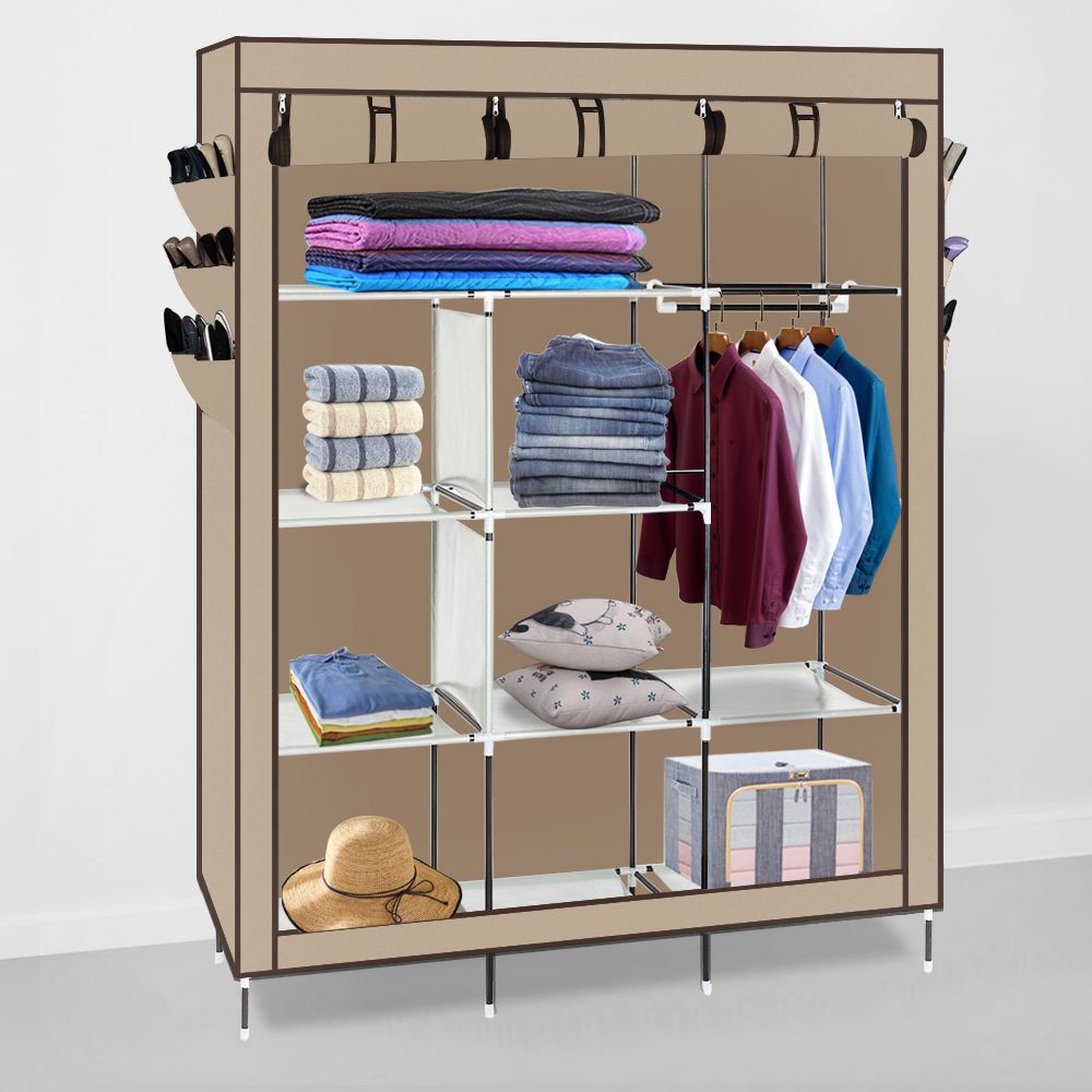69" High-leg Non-woven Fabric Assembled Cloth Wardrobe Dark Blue