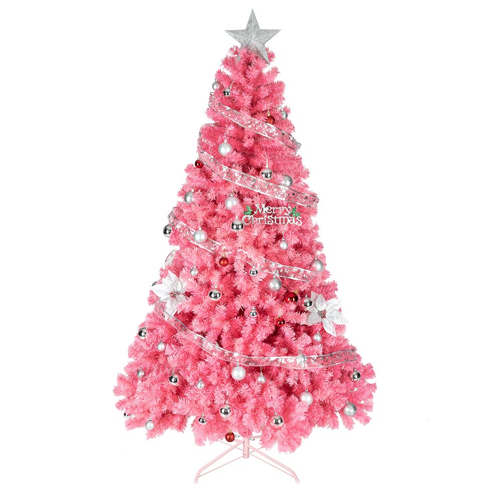 6ft 1600 Branches PVC Christmas Tree Pink