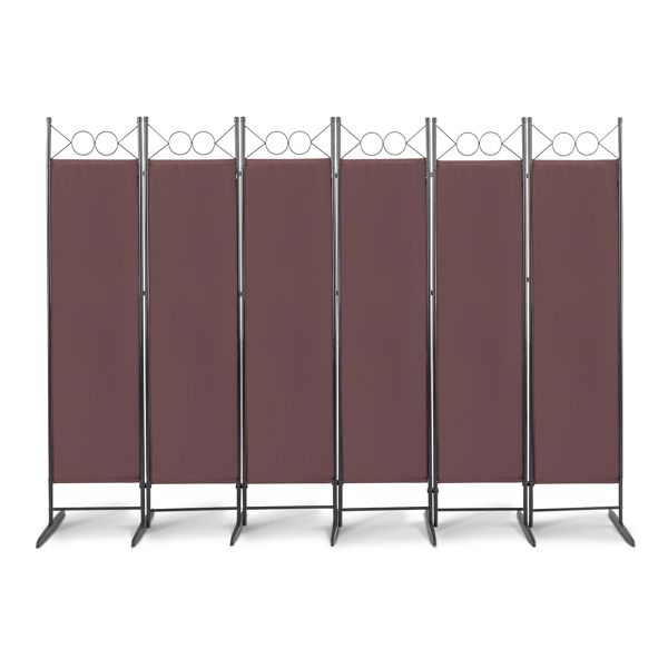 6FT 4-Fold Top With Shape 160g Polyester Cloth Plastic Feet Carbon Steel Frame Foldable Screen Brown