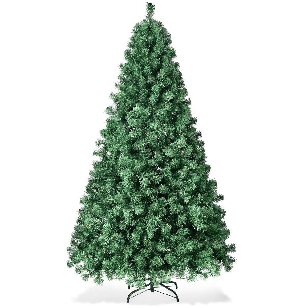 6ft Artificial Christmas Tree with 1,000 Branch Tips, Hinged PVC Xmas Tree with Metal Stand, Green