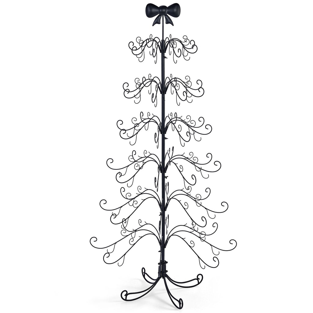 6ft Black PVC Metal Artificial Christmas Tree with Bow Topper, No Extra Ornaments, Daily Decor Tree