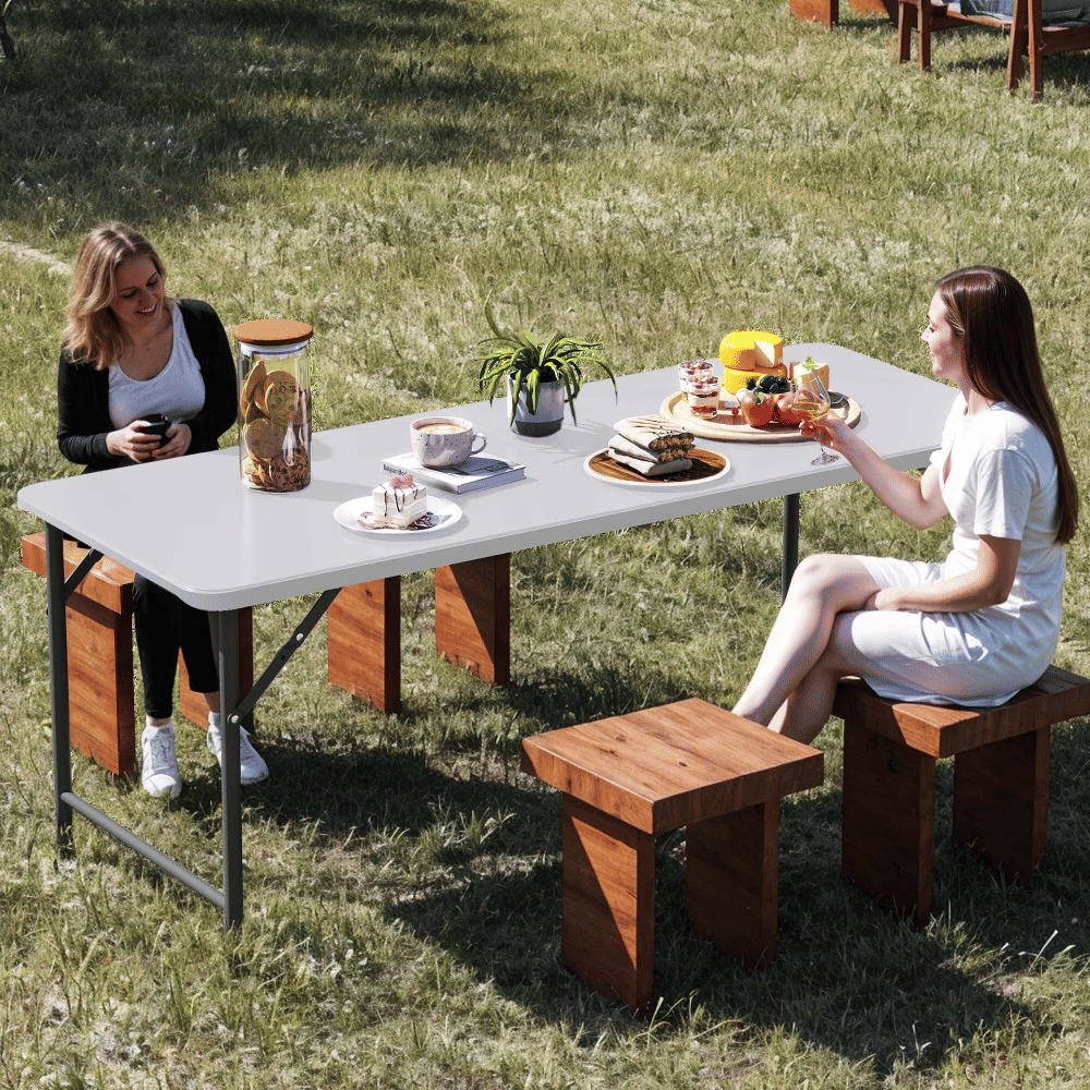 6FT Foldable Table, White Rectangular Portable Table with Carry Handle for Indoor Outdoor Picnic Party Camping(Shipment from Walmart)